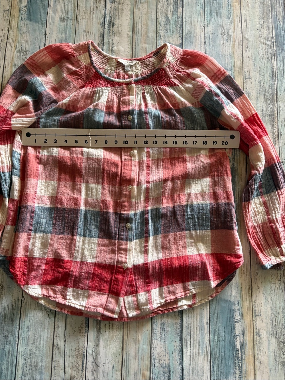 Lucky Brand Women's Plaid Button Down 3 Quarter Sleeve Size Small - Picture 3 of 6